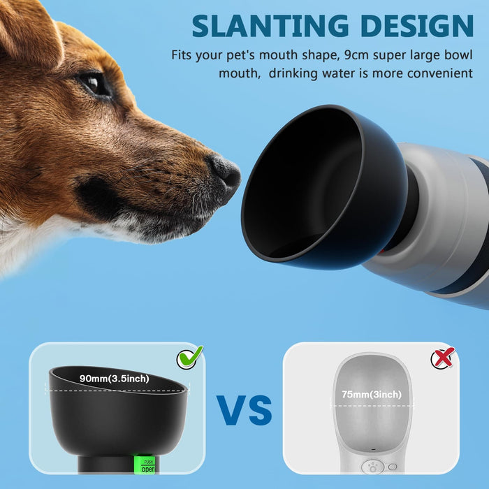 Pecute Bouteille d'eau portable pour chien avec récipient alimentaire (23 oz + 5,2 oz)