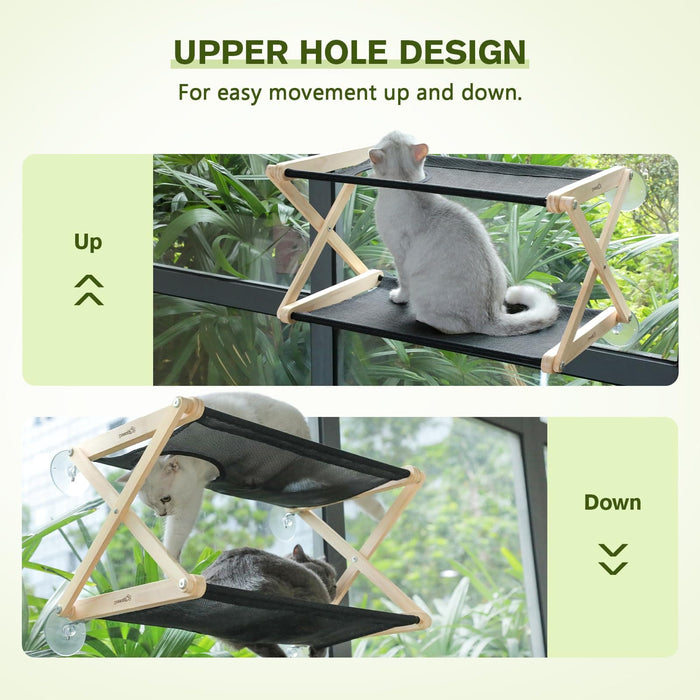 Pecute Large Cat Hammock Sunny Seat with Wooden Frame
