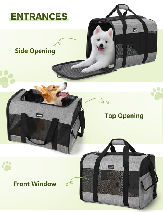 Pecute Borsa per animali domestici Borsa per trasportini per gatti con ciotola XL (carico massimo: 12 kg)
