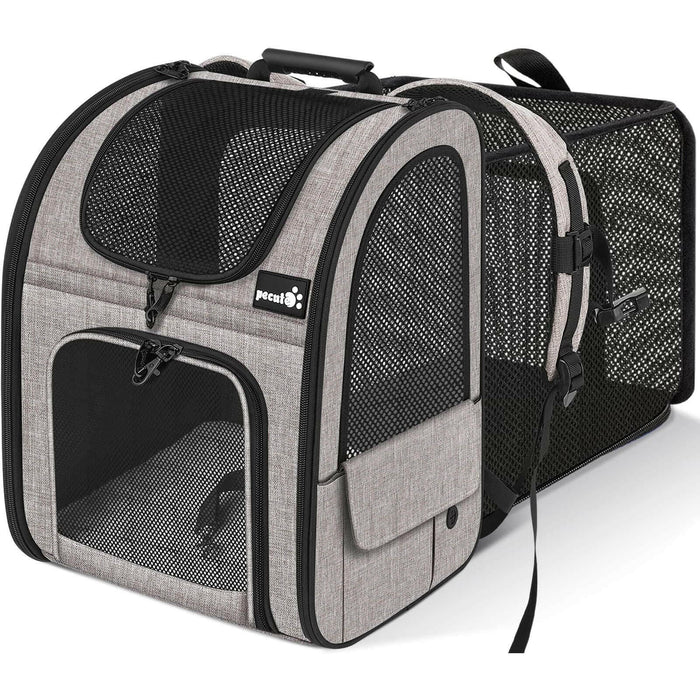 Pecute Cat Carrier Dog Backpack Expandable (Grey)