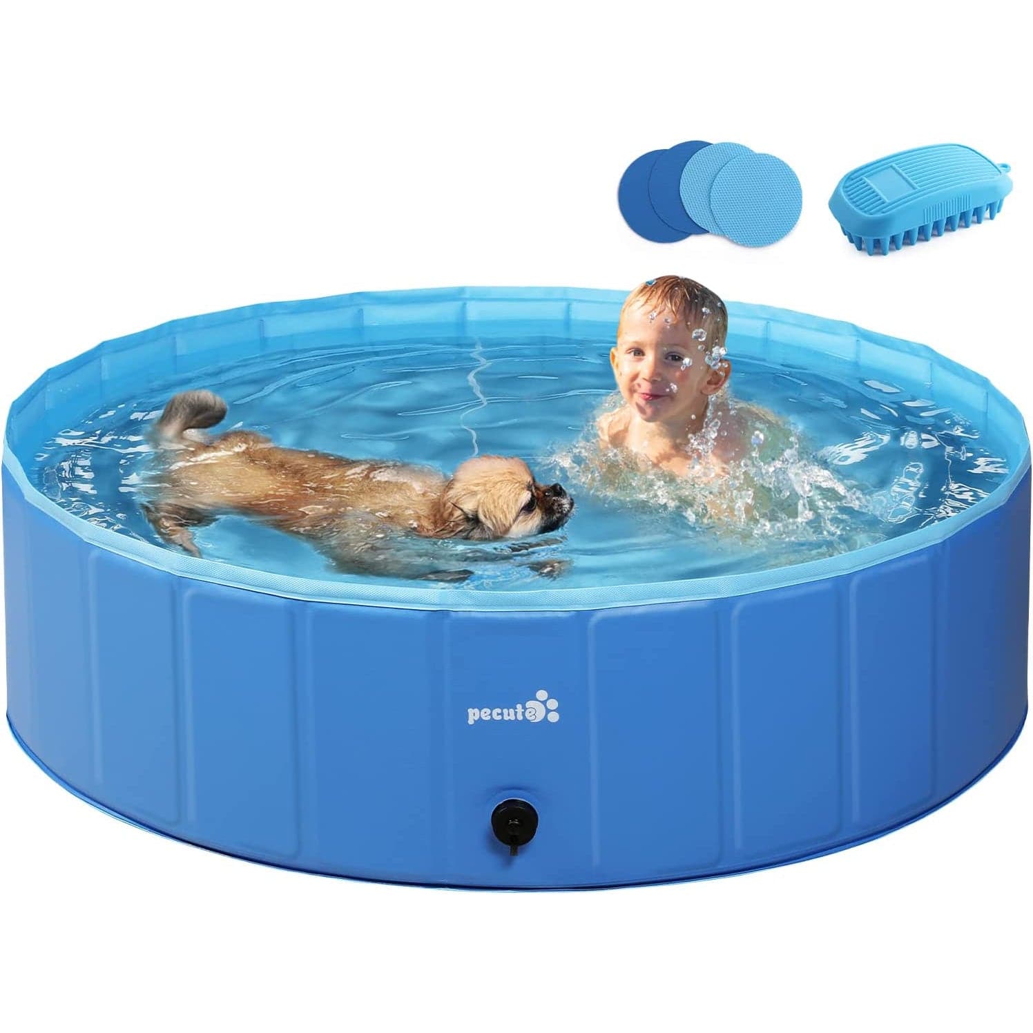 Pecute Paddling Pool for Pets& Kids（L）