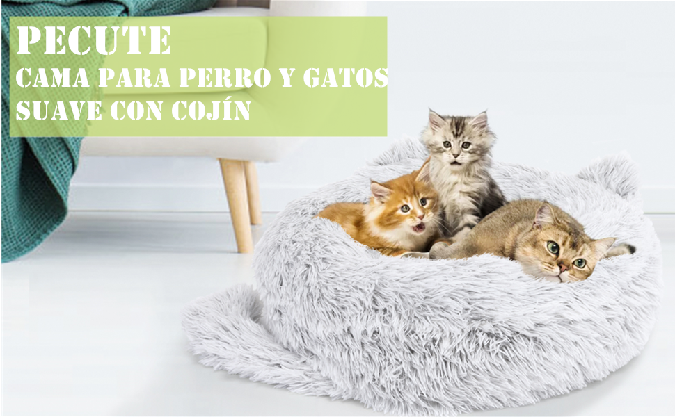 Pecute Cat Bed Small Dog Plush Donut Beds