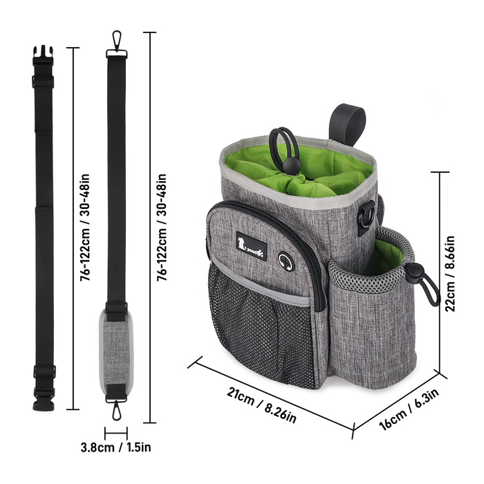 Pecute XL Dog Walking Bag with Water Bottle Holder (Gray)