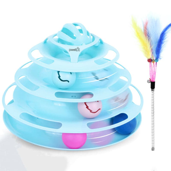 Pecute New Cat Roller Toy 4 Layers with 360° Rotating Ball