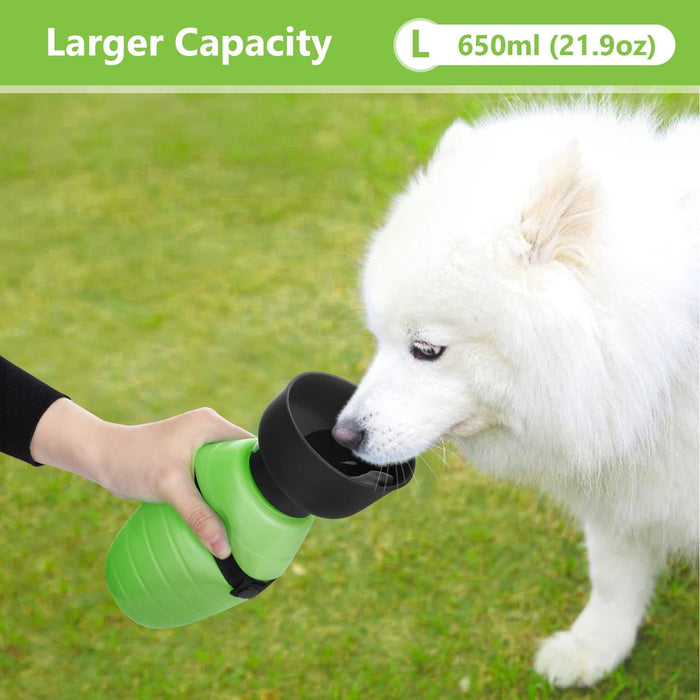 Pecute Bottiglia d'acqua per cani pieghevole da 500/650 ml (verde)