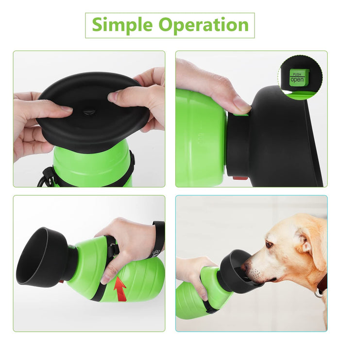 Pecute 500/650ml Dog Water Bottle Foldable (Green)