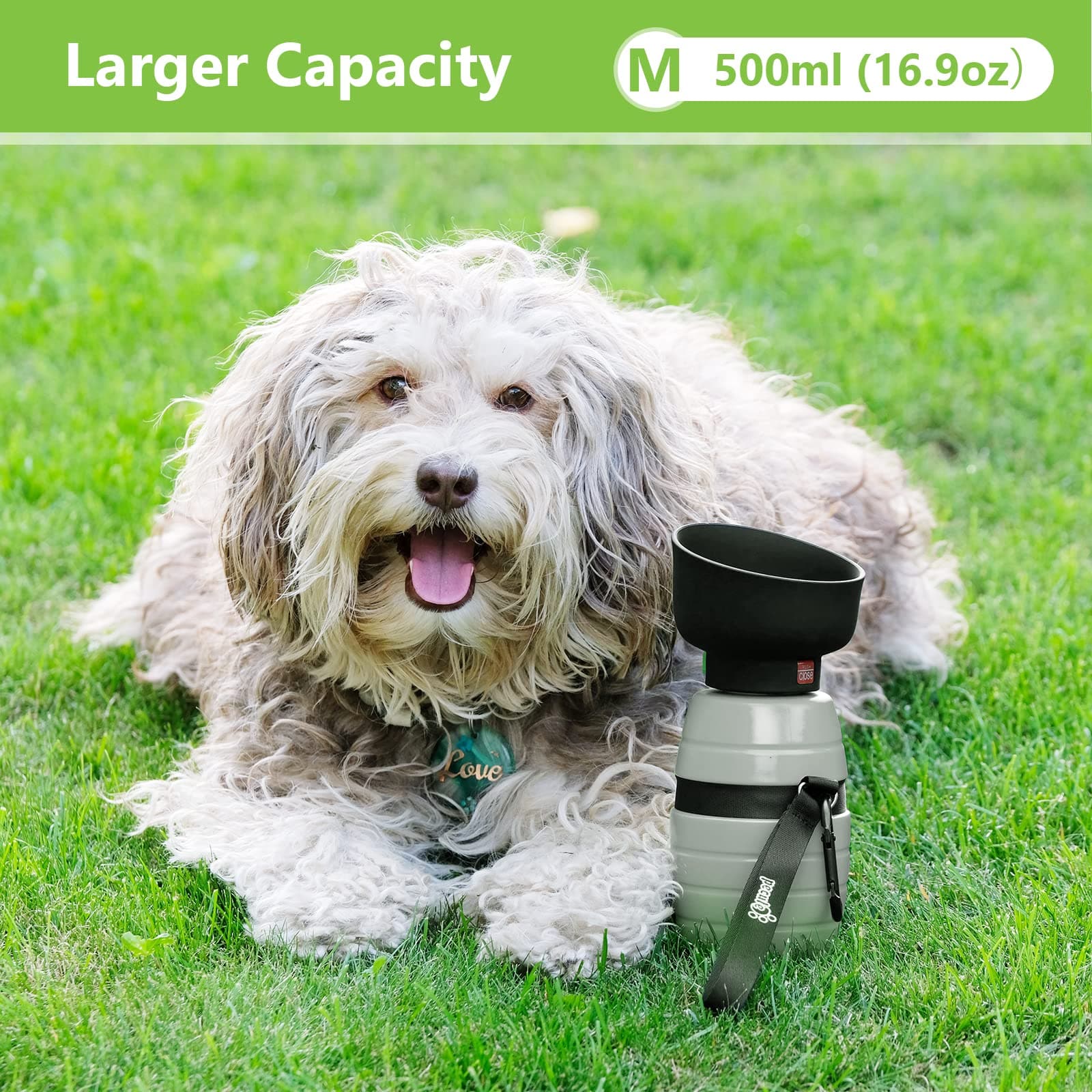 Bouteille d'eau pour chien Pecute 500 ml (gris)