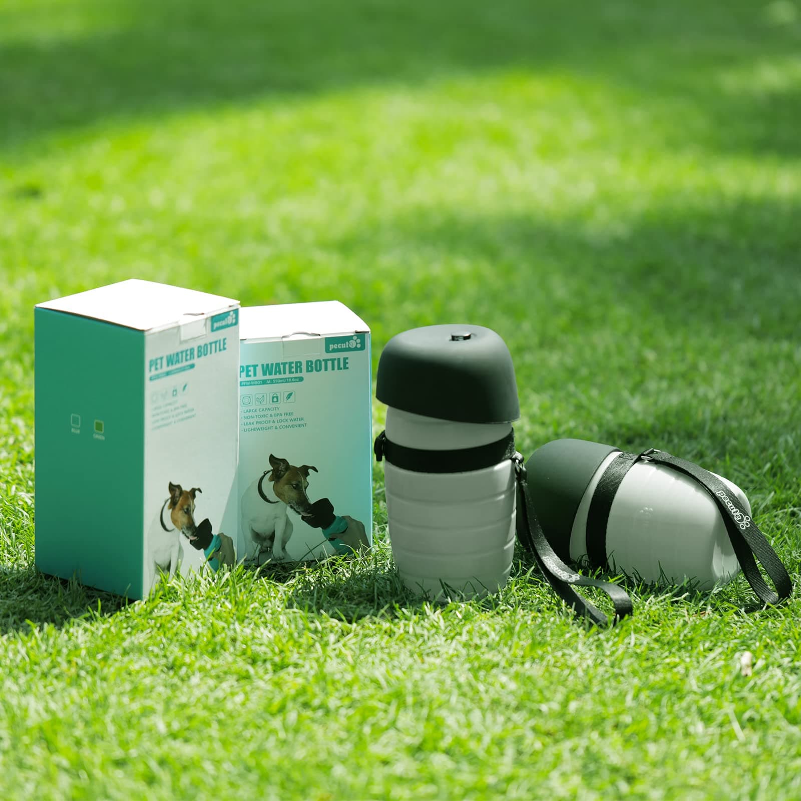 Bottiglia d'acqua per cani Pecute da 500 ml (grigia)