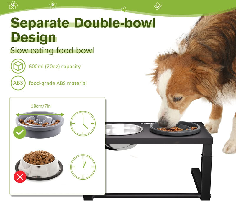 Pecute Raised Dog Slow Feeder Bowl Set