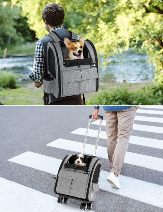 Pecute Pet Rolling Carrier Four upgraded wheels (Grey)