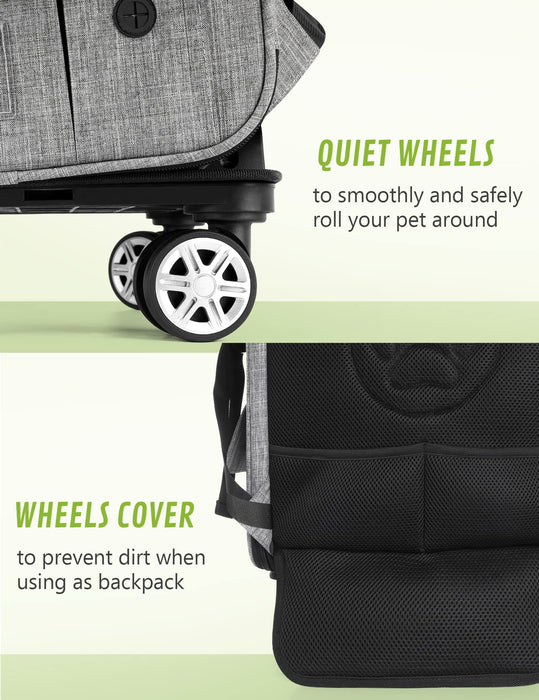 Pecute Pet Rolling Carrier Four upgraded wheels (Grey)