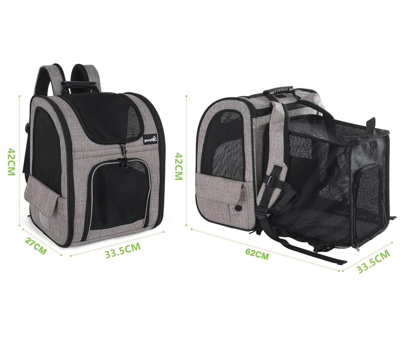 Pecute Cat Carrier Dog Backpack Expandable (Khaki)