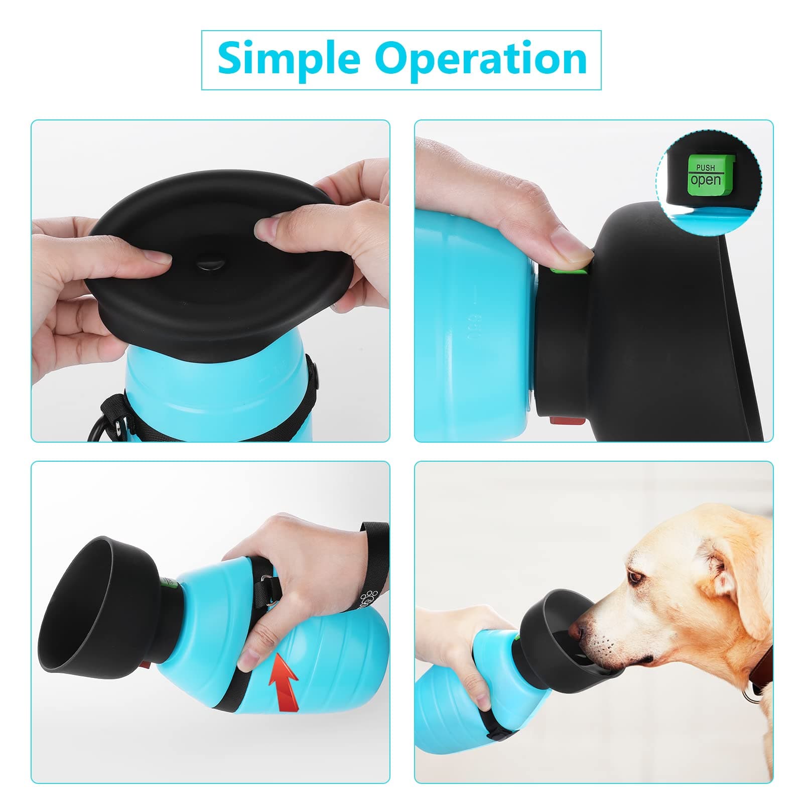 Pecute Dog Water Borraccia portatile (blu)