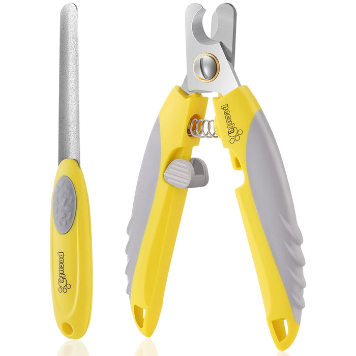 Pecute Dog Nail Clippers with Claw File Professional Set(Yellow+Grey)