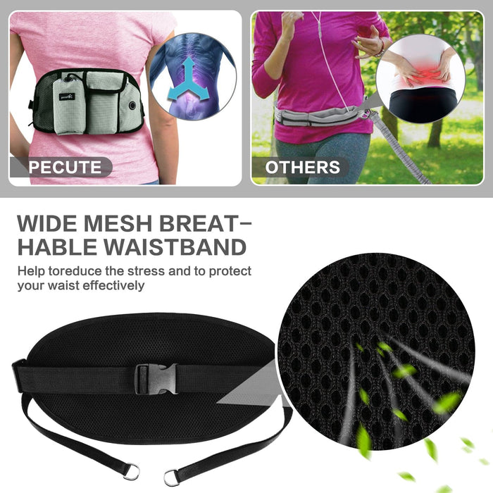 Pecute Hands Free Dog Running Leads with Wide Back Support Waist Bag