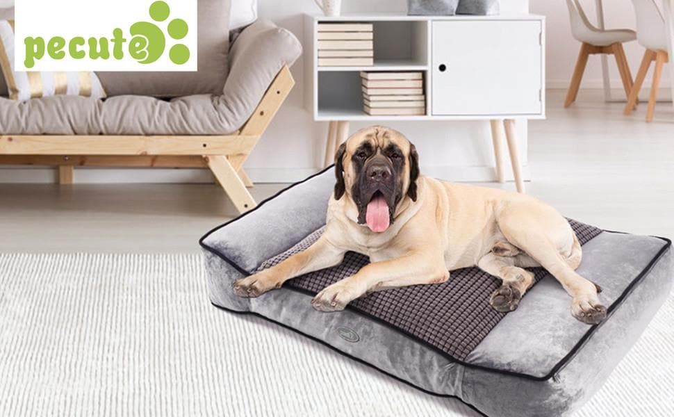 Housses de rechange Pecute pour lit de chien en mousse à mémoire de forme (grand, gris)