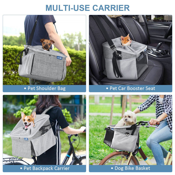 Pecute Pet Carrier Bag Multifunctional-Dog Bicycle Basket Bag