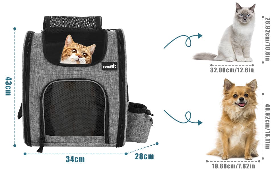 Pecute Cat Carrier Dog Backpack (Grey)