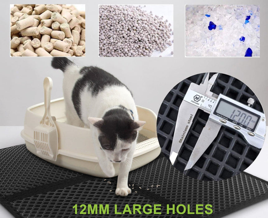 Tapis de litière pour chat Pecute 75x65cm carré grand trou trappeur de litière pour chat