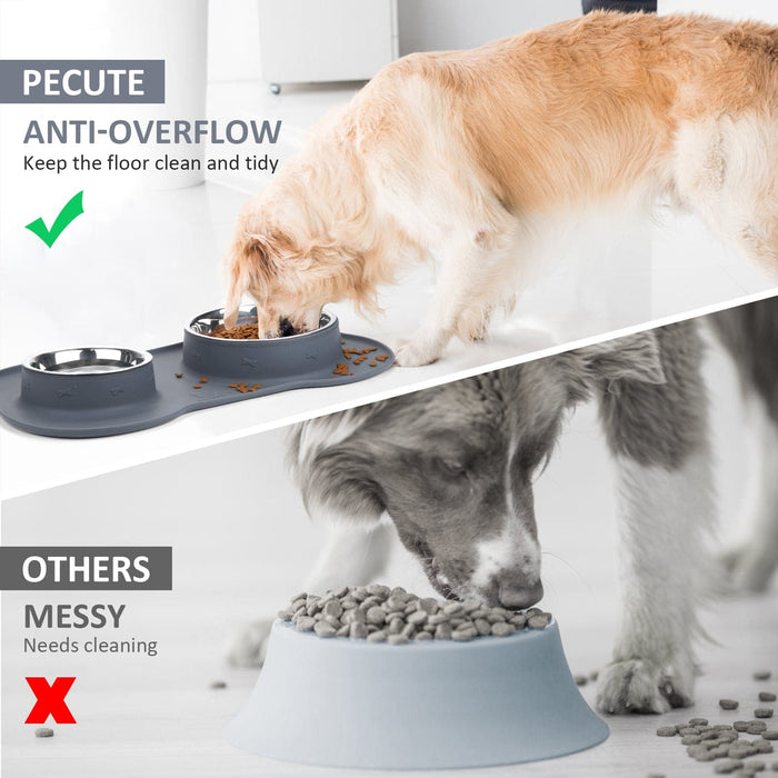 Pecute Dog Bowls Non Slip(26 + 56 Ounce, Grey)