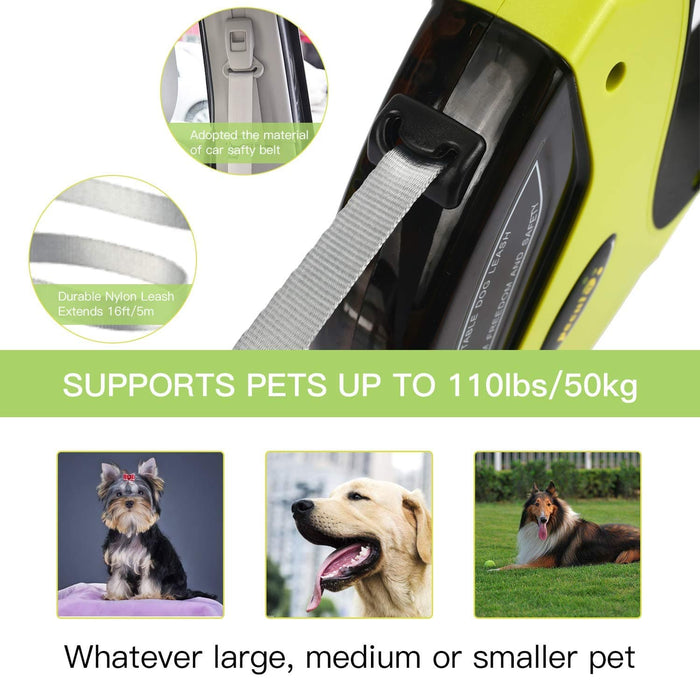 Pecute Retractable Dog Lead - Easy One Button Brake & Lock